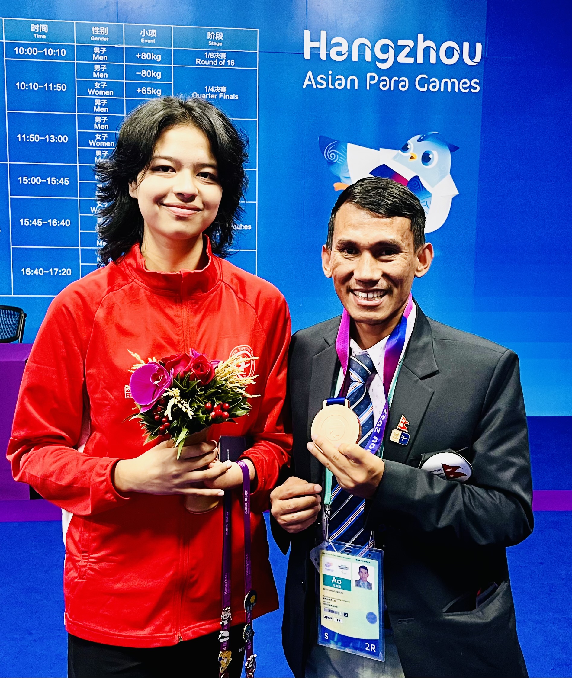 Palesha won the bronze medal in 4th Asian Para Games